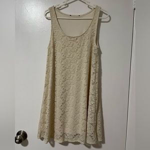 Bone Color Lace Scoop Neck Dress Sz XS (see measurements)